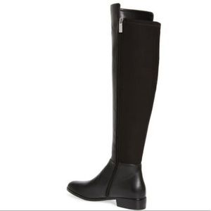 Michael Kors Black Leather Stretch Back Riding Boot